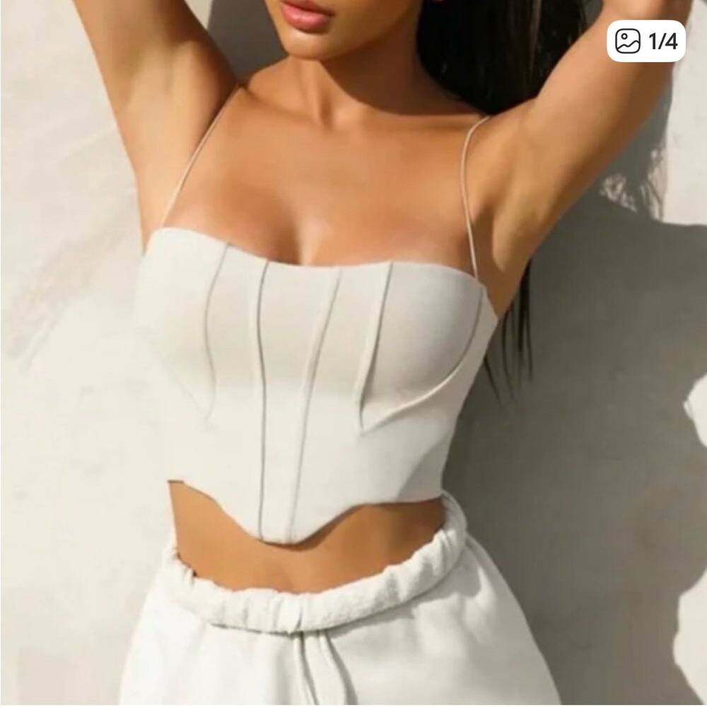 Joah Brown Ivory Corset Crop Top